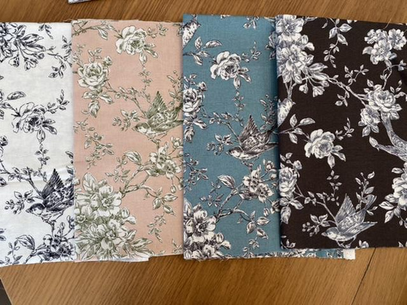 カットクロスセット！『Toile de Jouy　トワルドジュイ　 花と鳥』～巾約50cm×55cm　7色セット～ 3枚目の画像