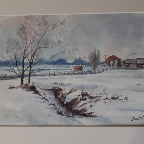 水彩画 冬景色 絵画 makochin 通販 13420699｜Creema(クリーマ)