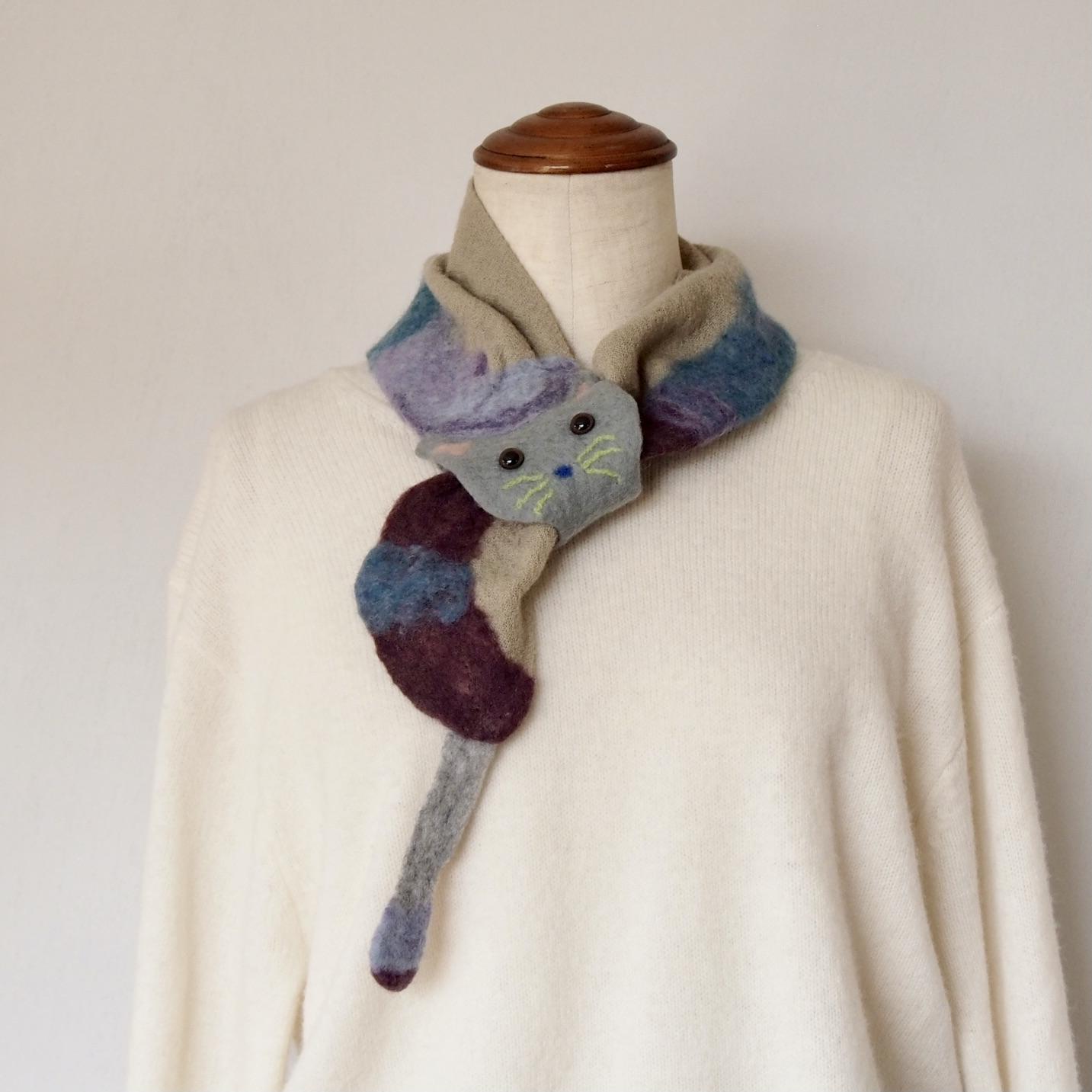 専用ページ　マフラー編み物中　羊毛フェルト