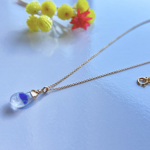 再販】 デュモルチェライトインクォーツ ネックレス 14kgf