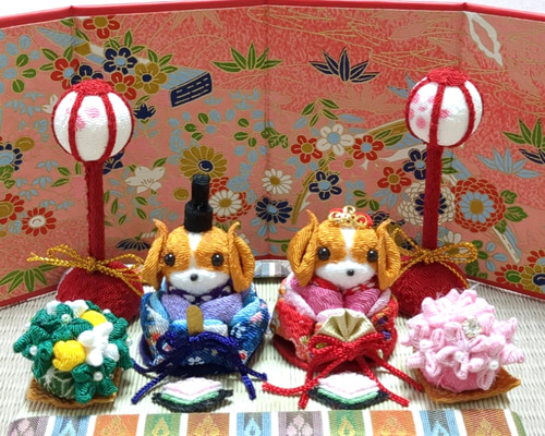 桃の節句 お雛様リース③ フェルトハンドメイド (フェルトで 桃の節句 お雛様リース③ フェルトハンドメイド (フェルトで