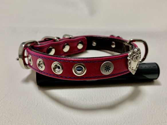 250 レザーわんこ犬の首輪（ピンク） 3枚目の画像