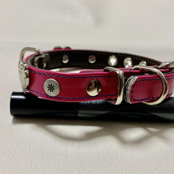 250 レザーわんこ犬の首輪（ピンク） 2枚目の画像