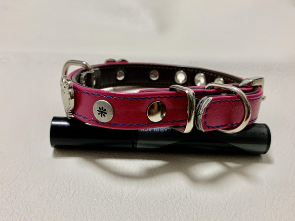 250 レザーわんこ犬の首輪（ピンク） 2枚目の画像
