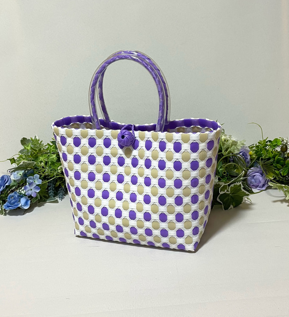 ppバンドの ラベンダー プラカゴ ～Mサイズ～ 水を弾く かごバッグ