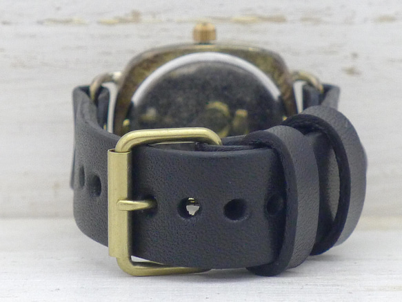 "Caramel Box-JB" 38mmBrass(真鍮)クッションケース 手作り腕時計 [JUM182] 8枚目の画像