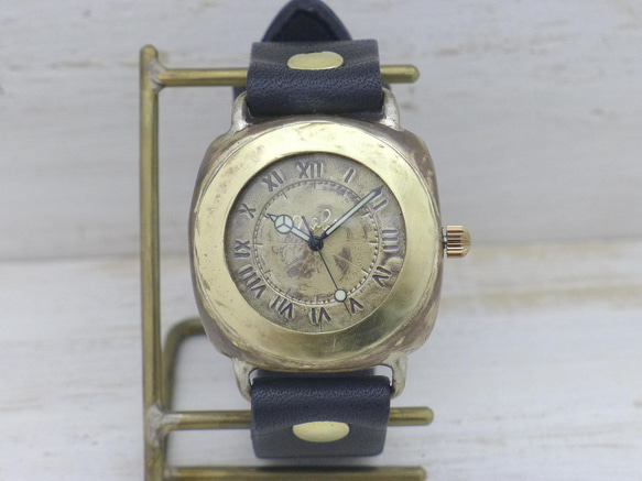 "Caramel Box-JB" 38mmBrass(真鍮)クッションケース 手作り腕時計 [JUM182] 4枚目の画像