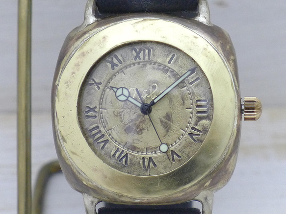 "Caramel Box-JB" 38mmBrass(真鍮)クッションケース 手作り腕時計 [JUM182] 5枚目の画像