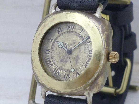 "Caramel Box-JB" 38mmBrass(真鍮)クッションケース 手作り腕時計 [JUM182] 3枚目の画像