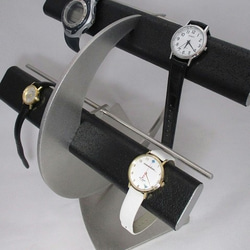 誕生日プレゼントに　ブラック革バンド専用三日月腕時計スタンド 　受注生産　No.170406 4枚目の画像