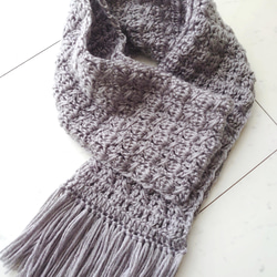 GGパターン ネイビー マフラー フリンジ付き GGパターン ネイビー マフラー フリンジ付き