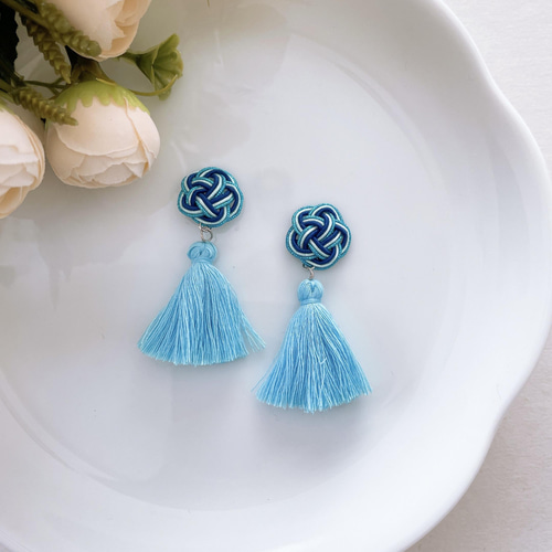 ☆❤️ ピアス 水引 イヤリング 和装 タッセル 着物 和風 赤黒金 水引