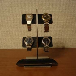 誕生日プレゼントにどうぞ　ブラックコルク4本掛け腕時計スタンド　ロングトレイバージョン 2枚目の画像