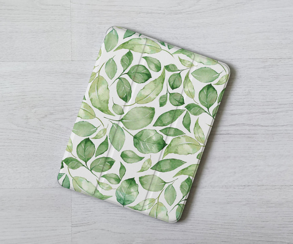 水彩綠葉iPad Pro mini Air 3 4 6 10.5 10.9 11 12.9吋 翻蓋式筆槽保護套 第6張的照片