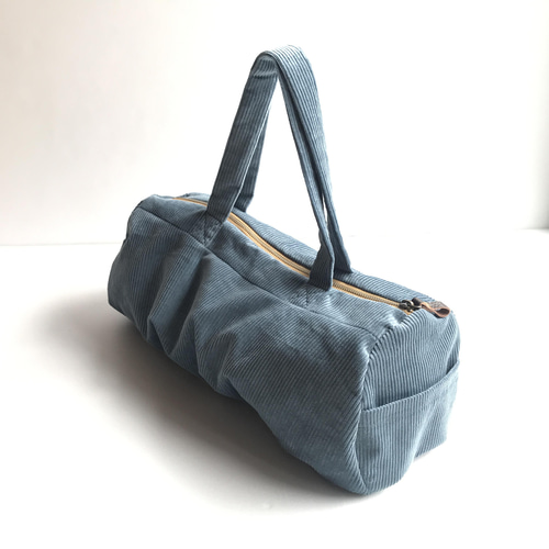 ボストンバッグ コーデュロイ スモーキーブルー ボストンバッグ Lycka