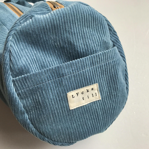 ボストンバッグ コーデュロイ スモーキーブルー ボストンバッグ Lycka