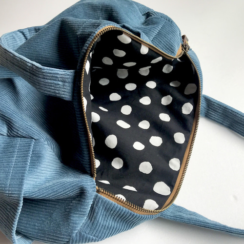 ボストンバッグ コーデュロイ スモーキーブルー ボストンバッグ Lycka