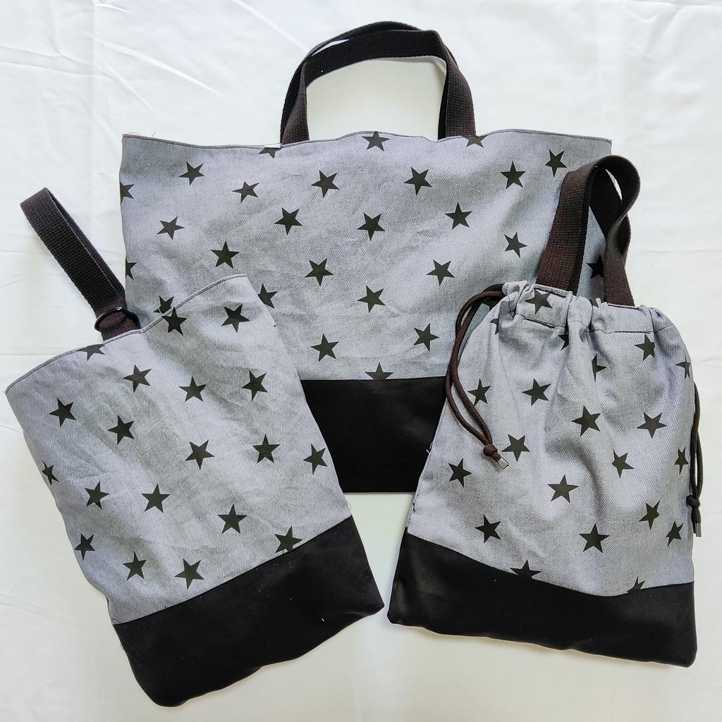 モノトーンSTAR★入園入学セット（バッグ・上履き入れ・体操着入れ）３点
