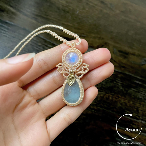 レインボームーンストーンとアクアマリン【3月誕生石】♪天然石