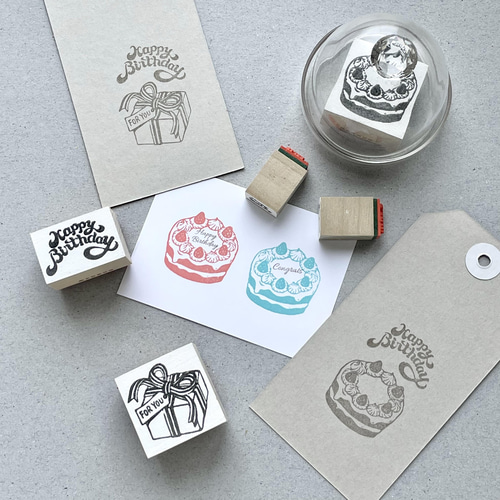 イチゴのホールケーキのラバースタンプ はんこ・スタンプ Redbug 通販