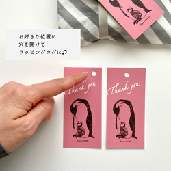 メッセージカード(ラッピングタグ) ペンギン親子とネコ柄　12枚セット 6枚目の画像