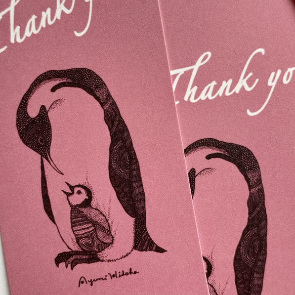 メッセージカード(ラッピングタグ) ペンギン親子とネコ柄　12枚セット 3枚目の画像