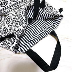 サイズ・生地選べる　体操服袋　ブラック　シンプル　オルテガ柄　モノトーン　かわいい 3枚目の画像