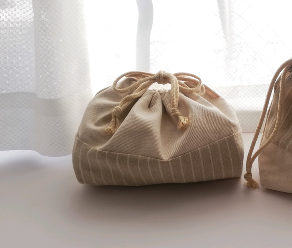 おまとめご確認用です☺︎︎リネンのお弁当袋¥1300 コットンリネンのナチュラルなお弁当袋 ベージュたてしま柄 入園 入学