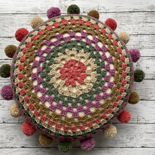 鍵編み 丸型 クッション 直径約50cm NO.06 クッション・クッション