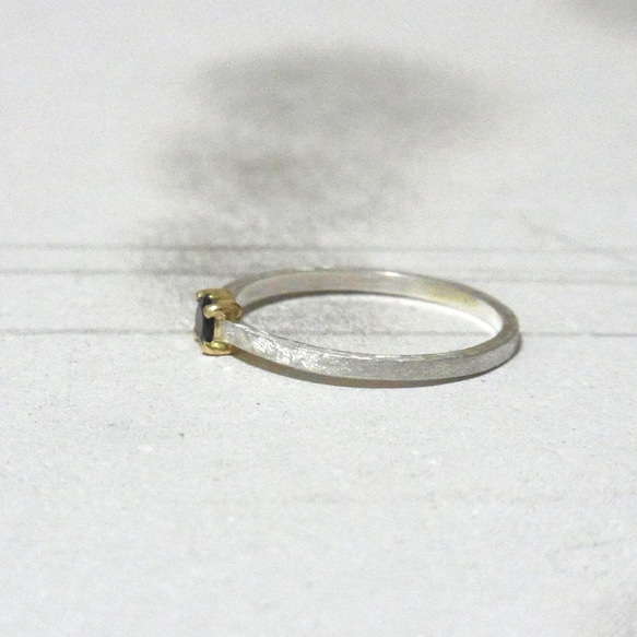 訳あり特価　Silver Gold Combination Ring / SV925,K18YG,Sapphire 5枚目の画像