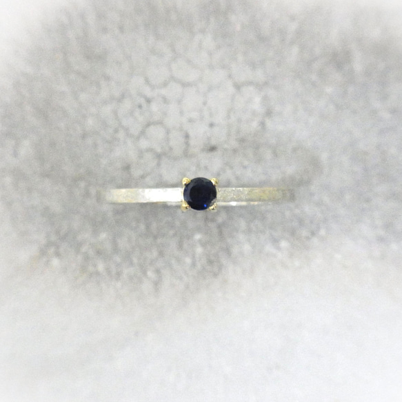 訳あり特価　Silver Gold Combination Ring / SV925,K18YG,Sapphire 1枚目の画像