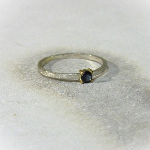 訳あり特価　Silver Gold Combination Ring / SV925,K18YG,Sapphire 4枚目の画像
