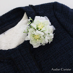 クリスマスローズ コサージュ ホワイト 7枚目の画像