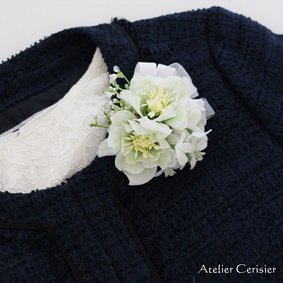 クリスマスローズ コサージュ ホワイト 7枚目の画像