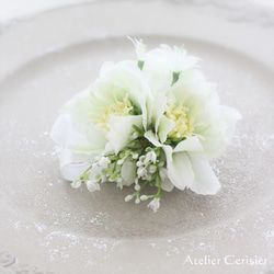 クリスマスローズ コサージュ ホワイト 4枚目の画像