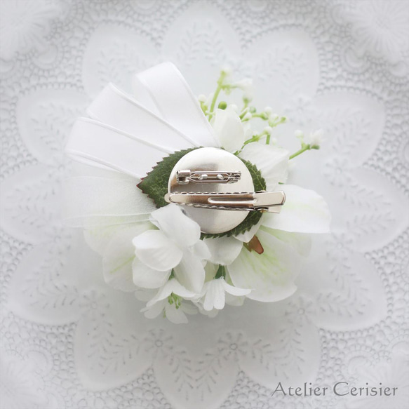 クリスマスローズ コサージュ ホワイト 5枚目の画像