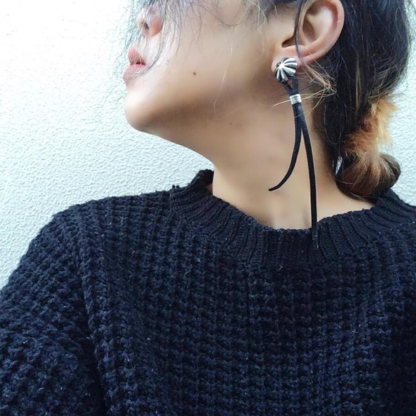 ステンレス ポスト 大ぶり ヴィンテージ 風 ハンドメイド ピアス