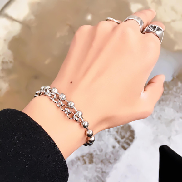 CHIEKO ビッグ ボール ブレスレット シルバー 甘ったるく 