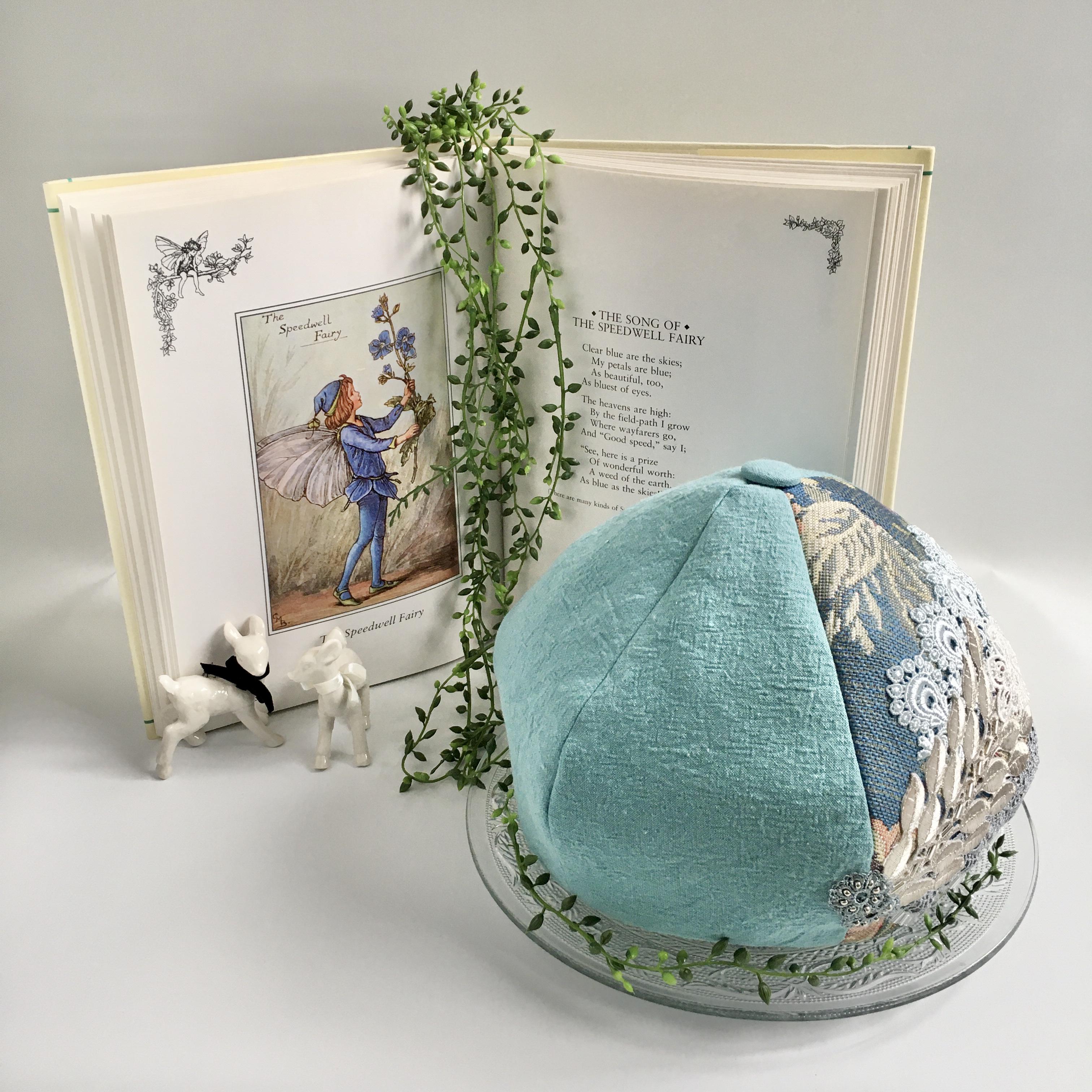 スカイブルーが爽やか❤︎レース付きベレー帽