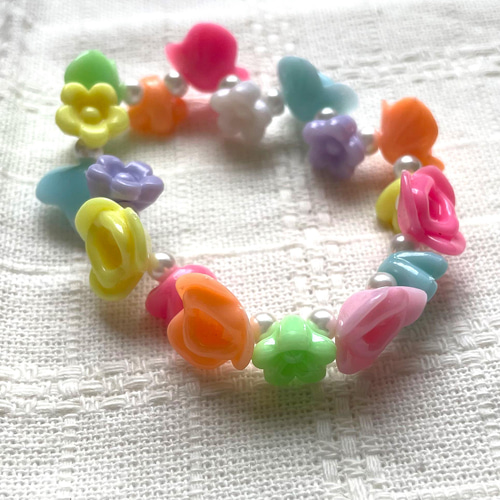 子ども向け＊ビーズブレスレット(5本セット) ブレスレット 青星 通販