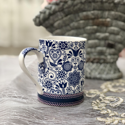 即納！ブルーノルディック北欧風マグカップ：B❤︎ポーセラーツ