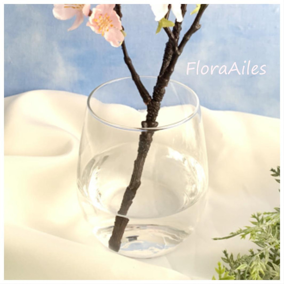 淡雪の桜の花♪ガラスフラワーミニのフラワーインテリア♪おウチでお花見♪Ｐメッセージカード無料 4枚目の画像