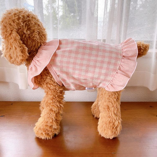 あず　ハンドメイド犬服　ネイビー&ピンクチェックのワンピース4着 楽天市場】犬服 ワンピース 春夏 ギンガムチェックシャーリング