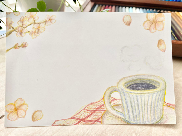 桜とコーヒー　ポストカード(3枚セット) 2枚目の画像