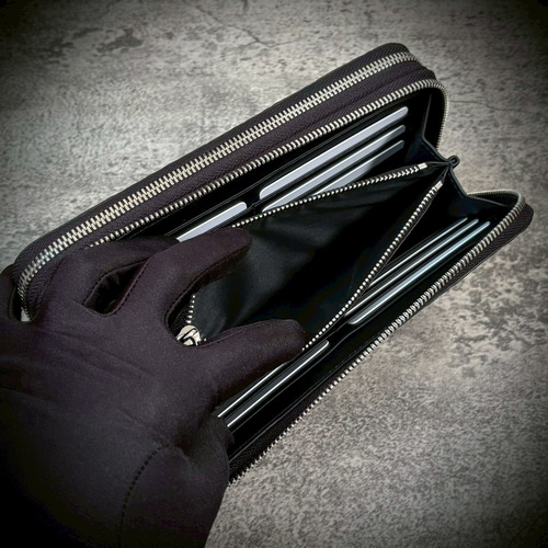 クロコダイル ダブルジッパー メンズ財布 ダブルファスナー 長財布 大