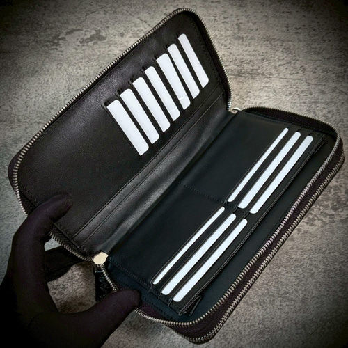 クロコダイル ダブルジッパー メンズ財布 ダブルファスナー 長財布 大