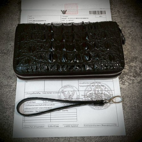 クロコダイル ダブルジッパー メンズ財布 ダブルファスナー 長財布 大