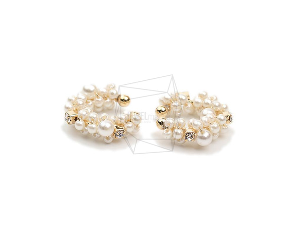 ERG-1972-G【2個入り】パールラウンドイヤーカフ/Pearl Round Earcuffs Earrings 3枚目の画像