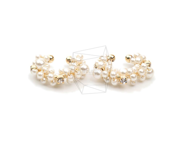 ERG-1972-G【2個入り】パールラウンドイヤーカフ/Pearl Round Earcuffs Earrings 1枚目の画像