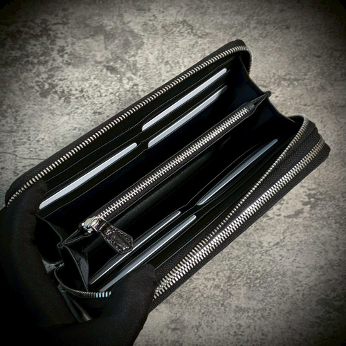 抜群の収納力 大容量 クロコダイル メンズ財布 ダブルファスナー 長